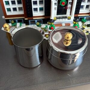Silver and Gold Creamer and Sugar Set